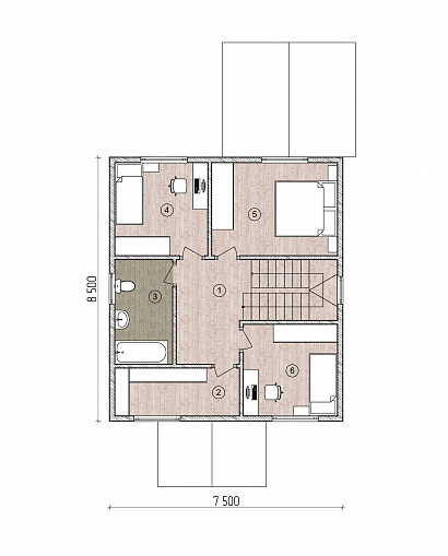 Планировка 2-этажный каркасный дом 132 м²