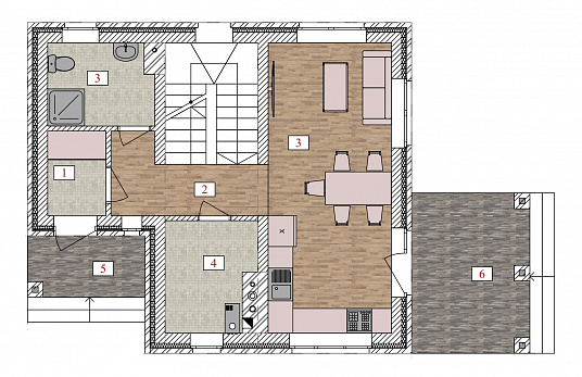 Планировка Двухэтажный кирпичный дом 117 м²