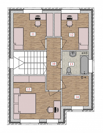 Планировка 2х этажный кирпичный дом 151 м²
