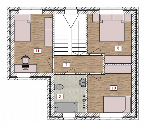 Планировка Двухэтажный кирпичный дом 117 м²