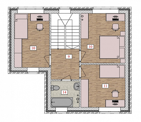 Планировка Двухэтажный дом из кирпича 120 м²