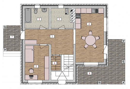 Планировка 2х этажный кирпичный дом 162.5 м²