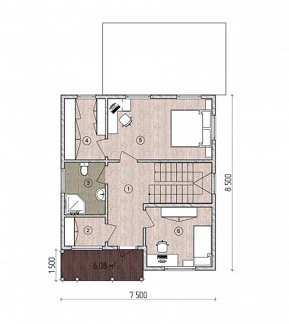Планировка Двухэтажный каркасный дом 137 м²