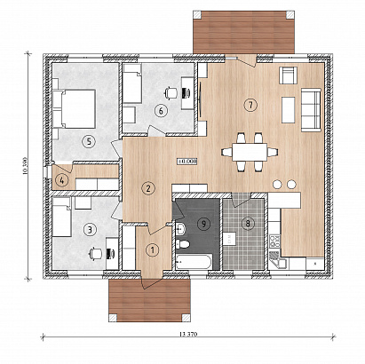 Планировка Кирпичный дом 1-этажный 137,27 м²