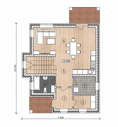 Планировка Двухэтажный кирпичный дом 170 м²