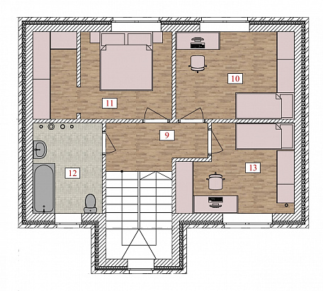 Планировка Кирпичный дом 135 м²