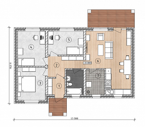 Планировка Кирпичный дом 1-этажный 107,92 м²