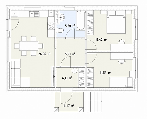 Планировка Кирпичный дом 1-этажный 71 м²